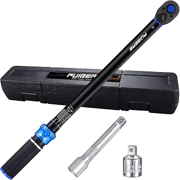 Torque wrench Set 1/2 drive,1/2 Torque Wrenches 10-170 FT.LB/13.6-230.5 Nm,3% Precision Wrench with 1/2 to 3/8 Socket Adapter, 5 Inch Extension Bar for Car and Moto Maintenance