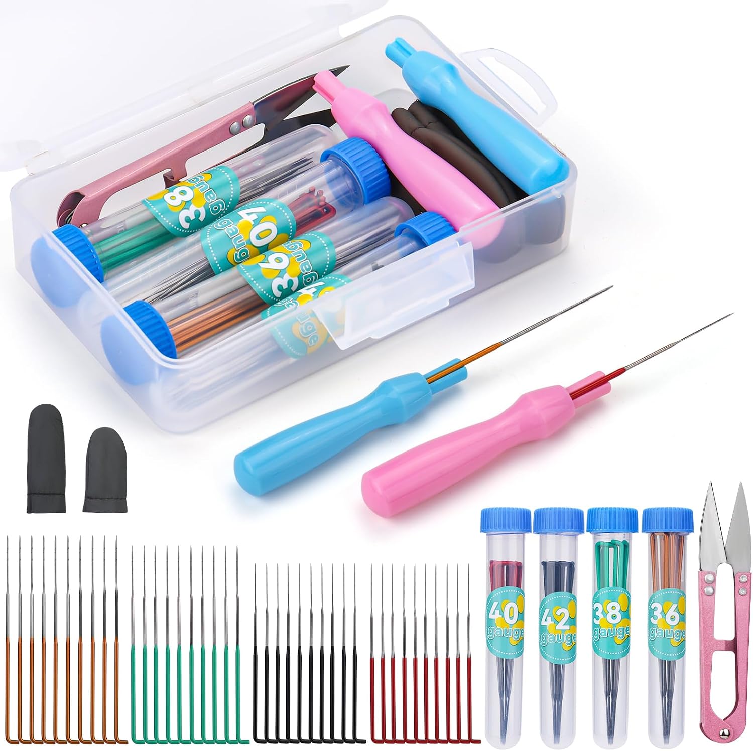 Yizzvb 45 Pcs Needle Felting Tools, 4 Size 40 Pcs Colorful Wool Felting Needles with Color Plastic Handles, Needle Felting Supplies for Adult DIY Felting Wool Craft