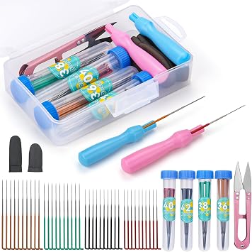 Yizzvb 45 Pcs Needle Felting Tools, 4 Size 40 Pcs Colorful Wool Felting Needles with Color Plastic Handles, Needle Felting Supplies for Adult DIY Felting Wool Craft