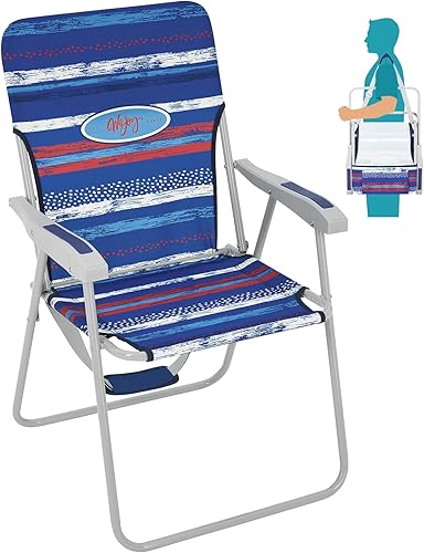 Miniatura 19 de #WEJOY Silla de playa plegable para adultos, silla de playa ligera con correas para el hombro, sillas de camping de respaldo alto con reposabrazos