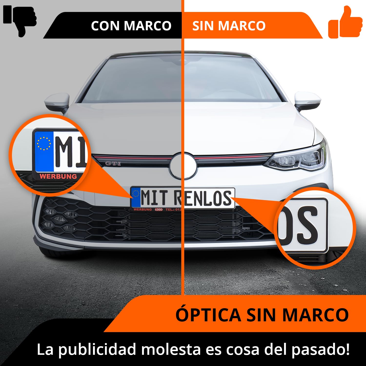 GENMAG® 1x Portamatriculas Coche Magnetico [Super Fuerte & Universal] Soporte Matricula Coche con Iman | Porta Matriculas para Coches Imantado | Imanes para Porta Matricula | para Coches y Remolques