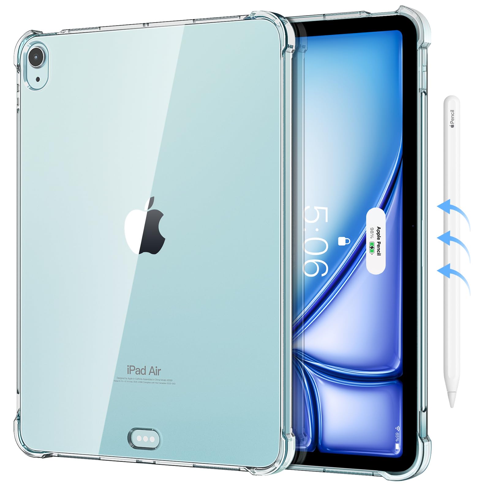 MoKo Clear for iPad Air 11 (M4 2026/M3 2025/M2 2024) iPad Air 4 & 5 10.9 Inch (2020/2022) Case, Case with Four Soft TPU Reinforced Corner,Soft TPU Bumper Transparent Back Cover, Anti-Scratch, Clear