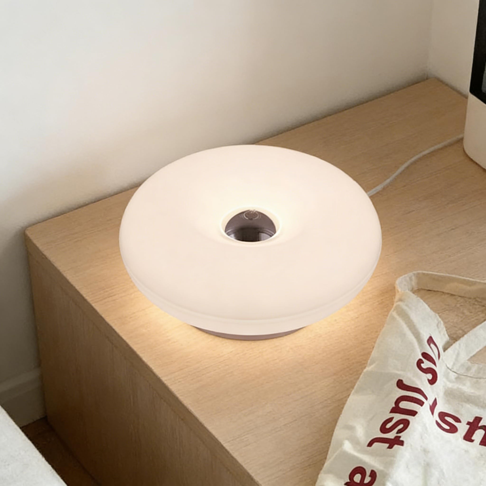 Lámpara Donut naranja LED recargable Lámpara de mesa Donut inalámbrica con regulador táctil Lámpara de mesa recargable por USB de 2000 mAh Lámpara de mesita de noche a pilas Lámpara decorativa,blanca