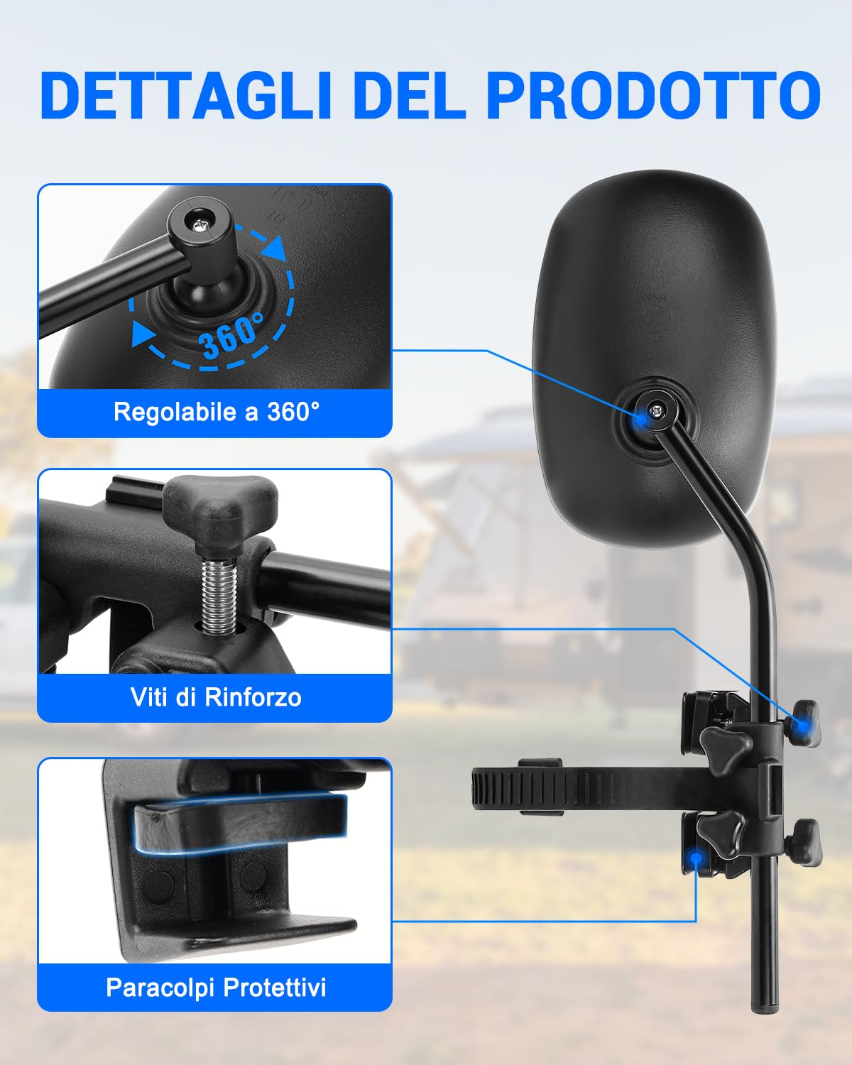 SUPAREE Specchietti Roulotte Specchietti Retrovisori per Roulotte Specchietti per Roulotte Convesso con Copertura Antipioggia per Tutti i Tipi Di Veicoli Comuni (2 Pezzi)