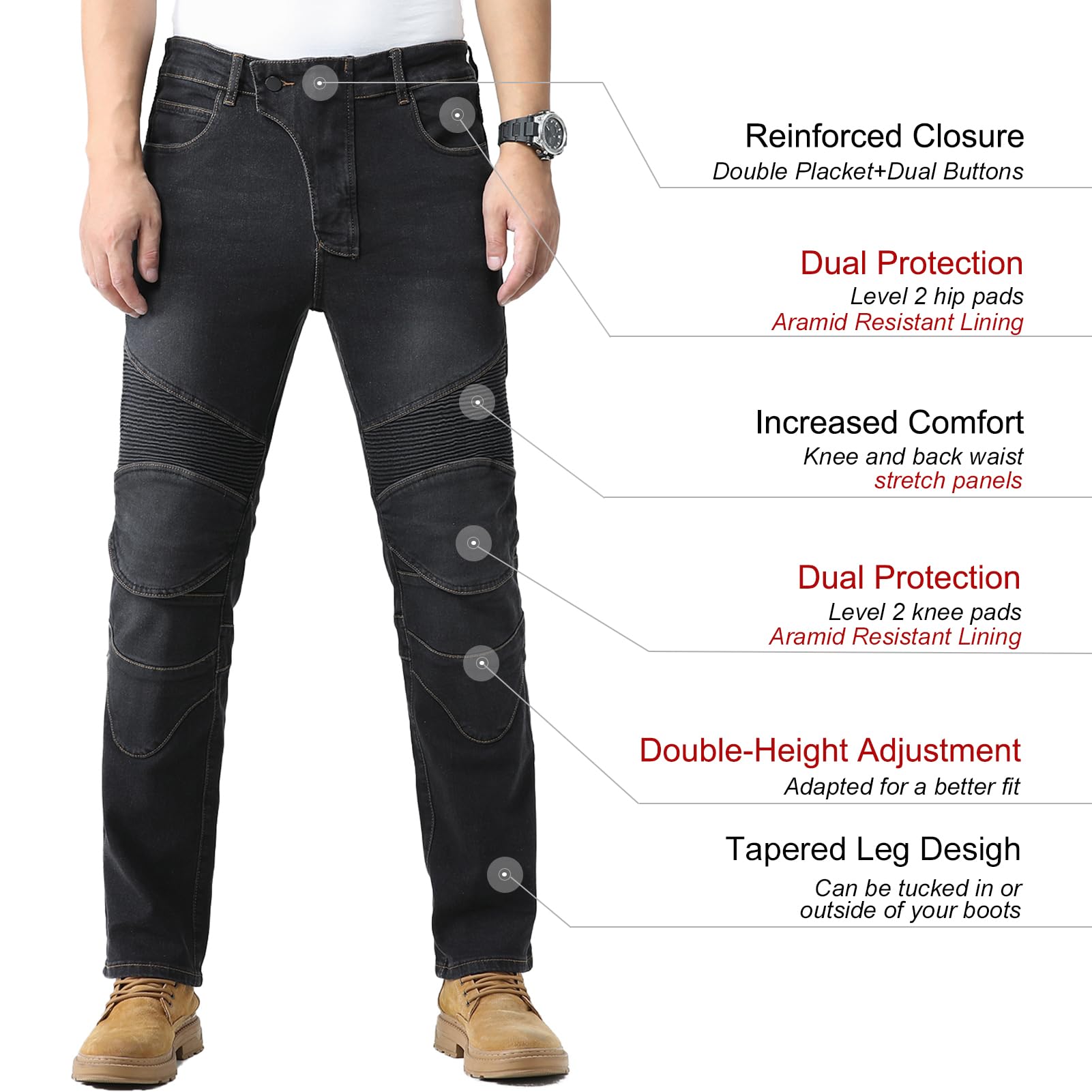 CTBQiTom Motorrad Jeans Herren mit Aramidfaser und CE-Schutz, Elastische Denim für Besser Komfort