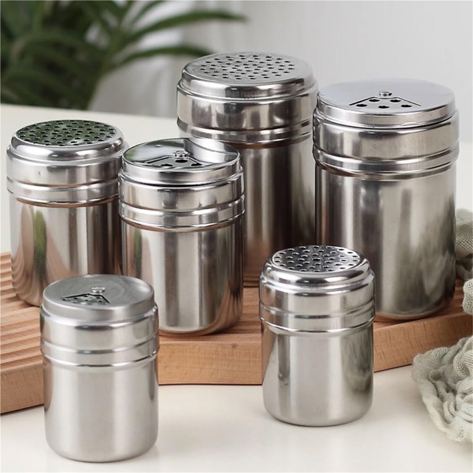 Tarro de condimento Multiusos 3 Piezas para Casa | Tarro de especias de acero inoxidable, botella de azúcar y sal, utensilios de cocina, pimentero y especias(L-Multi-purpose)