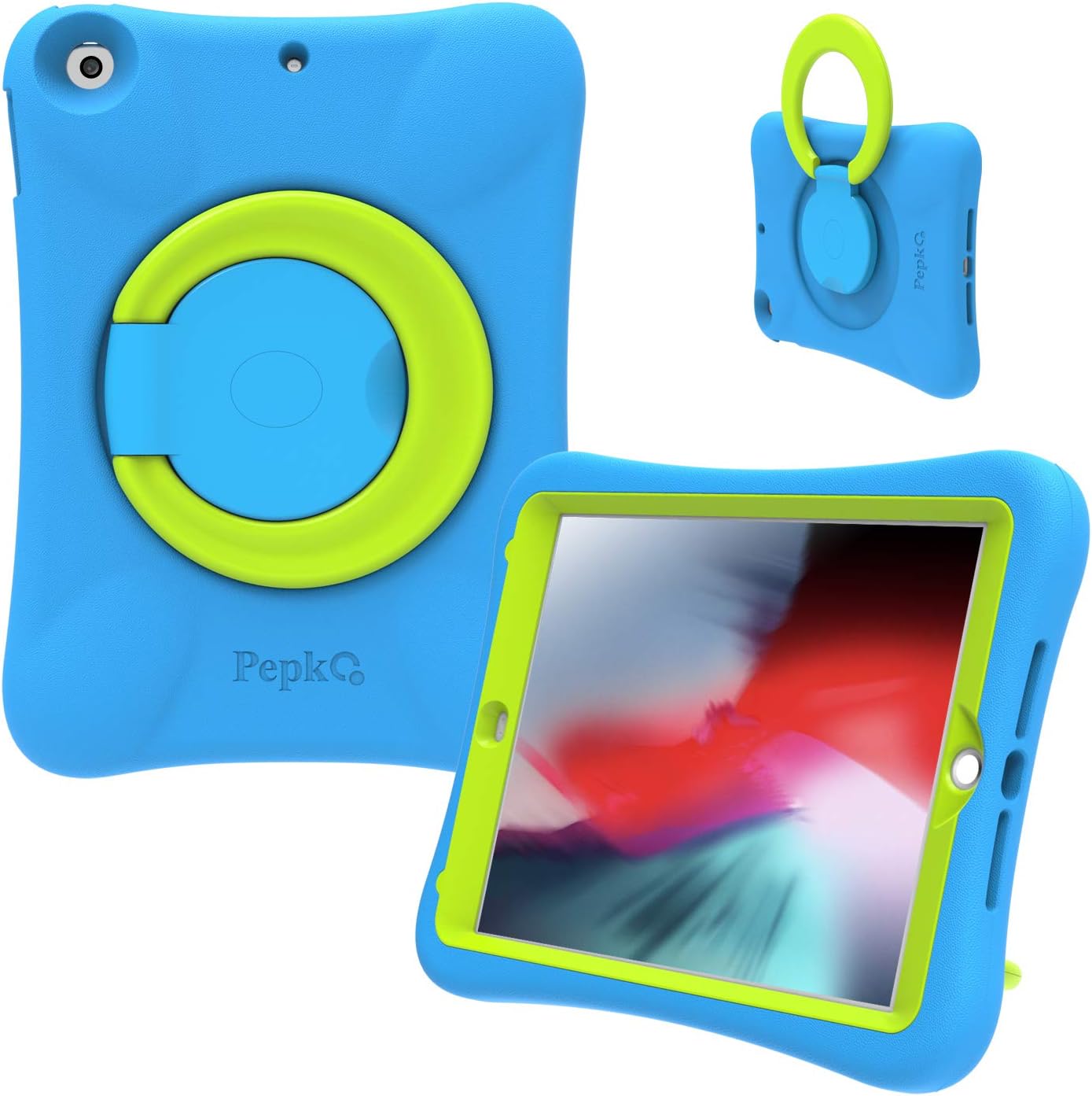 pepkooKids Case for iPad 9.7 2017/2018 - Lightweight Shockproof Handle Stand Rugged Cover for Apple iPad 6th Generation/5th Gen/Air/Air 2 (Blue/Green)