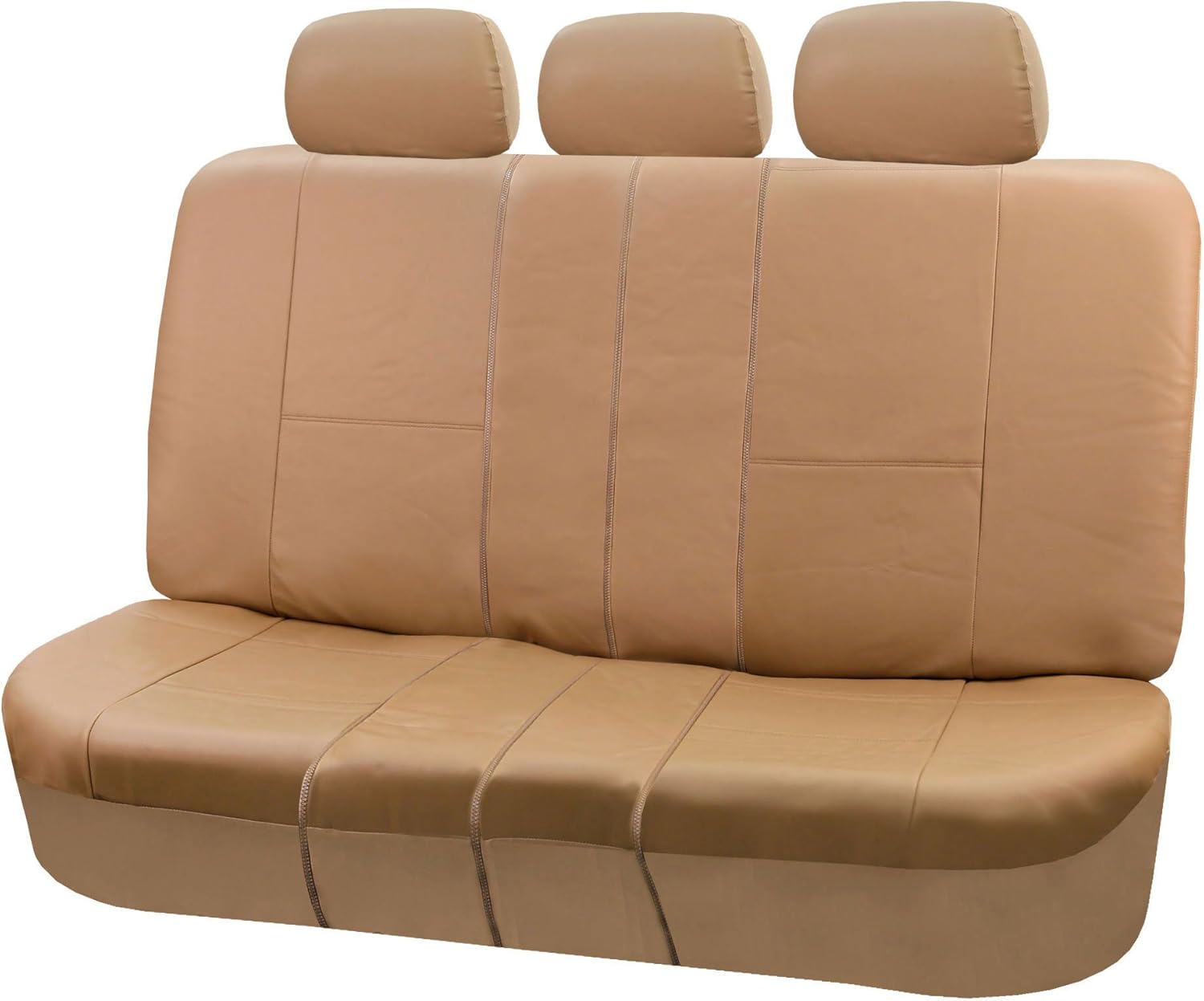 FH Group PU001013 PU Leather Seat Covers (Beige) Rear Set – Universal Fit for Cars Trucks & SUVs