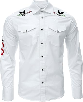 Mens El Senor de Los Cielos Western Cowboy Shirt L/S Embroidered Design Mexico