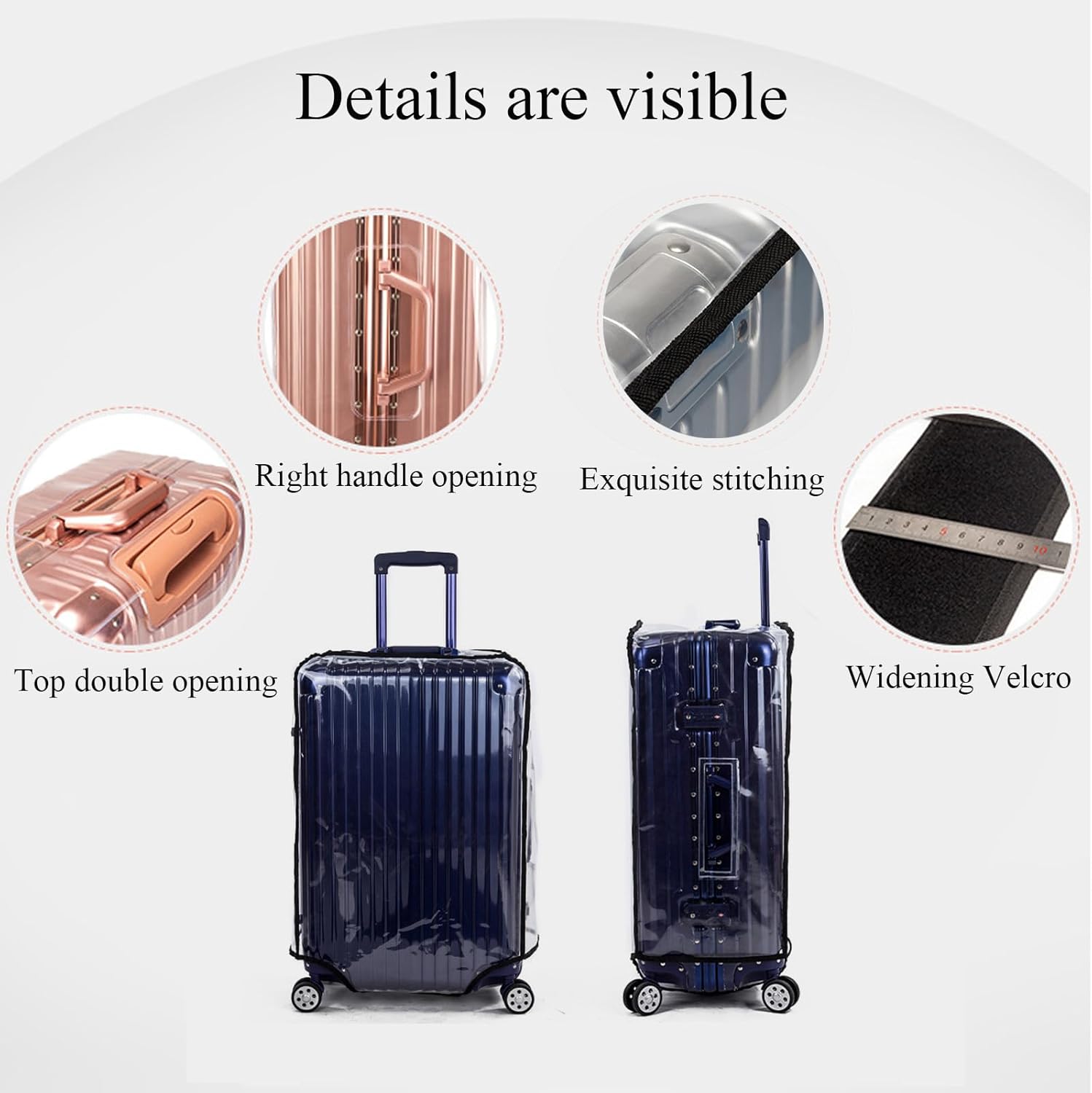 Luggage Cover 3 Pieces Clear PVC Suitcase Covers for Luggage Protector Fit with 20-24-28 inch - Image 5