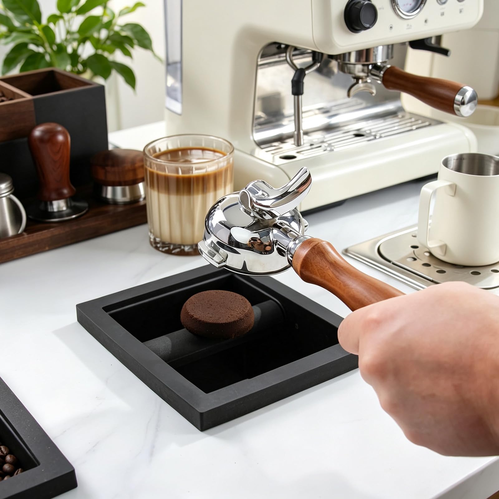 Coffee Knock Box, Scatola Per Caffè Senza Fondo Incorporata Smaltimento Del Contenitore Per Fondi Di Caffè Da Banco In Acciaio Inossidabile Fondi Caffe Contenitore Per Bar Ristorante Cucina Nero