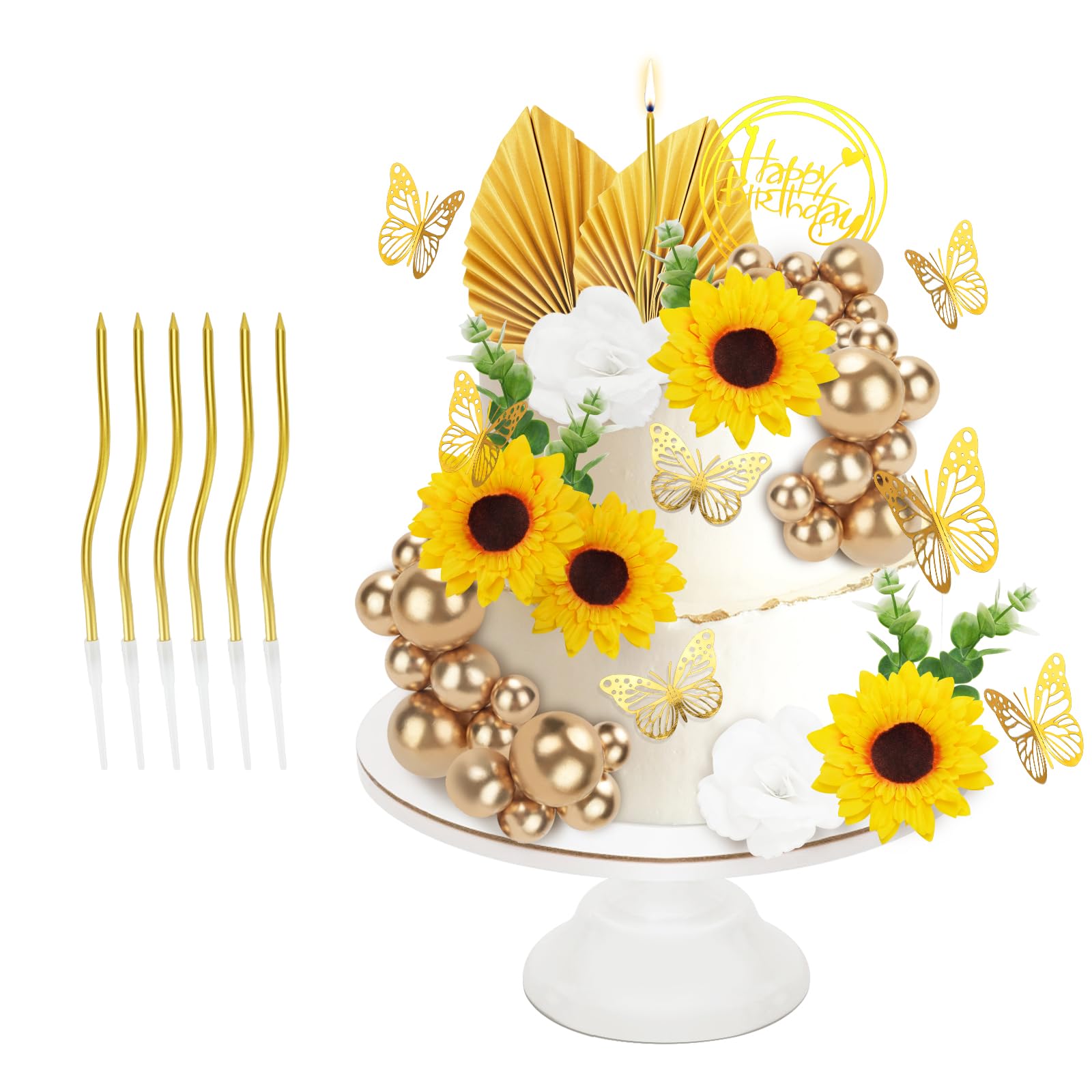 Ptyis 34 Piezas Topper per Torte Sirena,Decorazioni Torta|Torta Scenografica,Toppers per Torta
