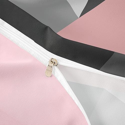 Miniatura 6 de Erosebridal Juego de funda de edredón de triángulo geométrico negro, gris, rosa, tamaño matrimonial, para niños, niñas y mujeres, funda de edredón