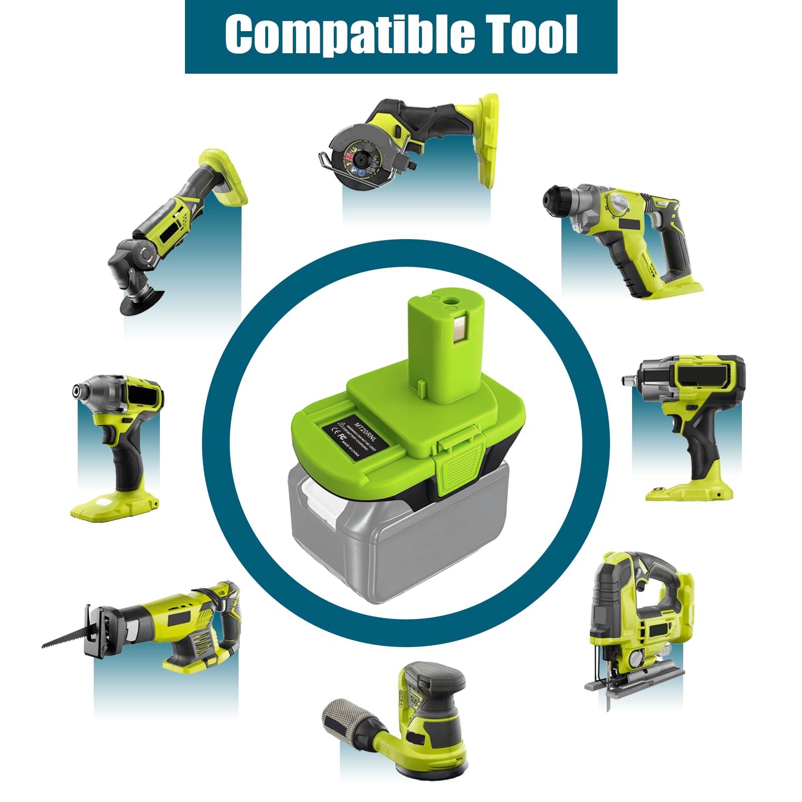 TPDL MT18RL, adattatore per batteria Ryobi da 18 V, convertitore di batteria con connessione USB, convertire con batteria Makita 18 V in strumento Ryobi agli ioni di litio da 18 V