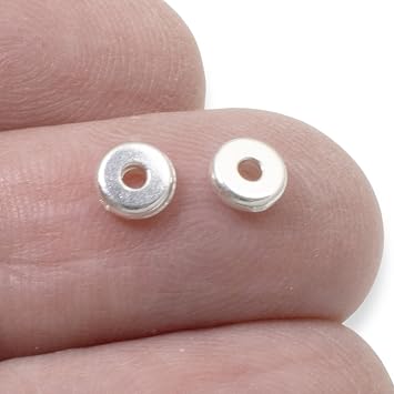 25 Bright Silver 5mm Heishi Beads, TierraCast Contemporary Disk Spacers for Handcrafted Jewelry, Ideal for DIY Enthusiasts