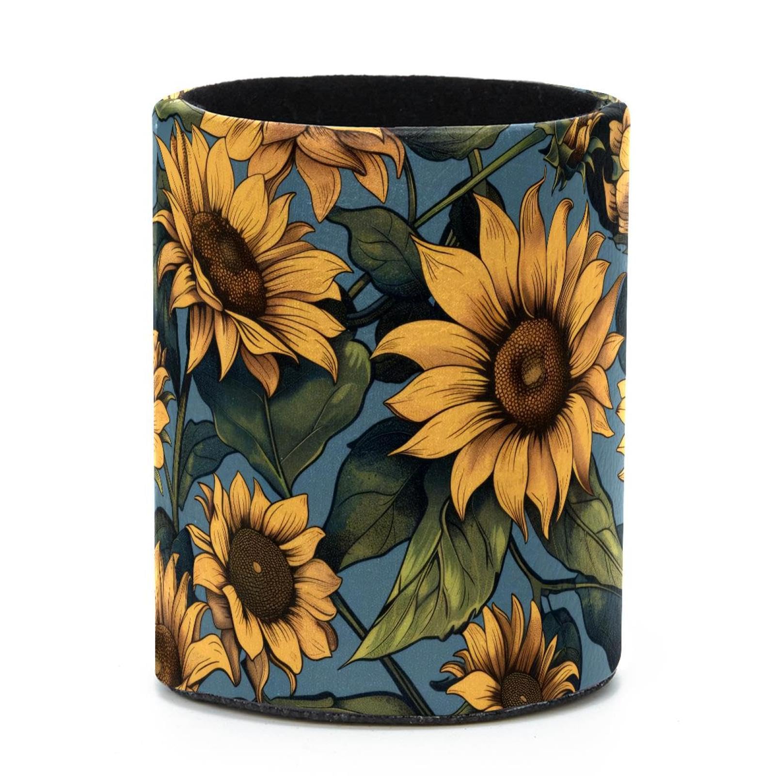 VAPOKF Round Pencil Holders for Desk, Sunflowers Pen Holders Pen Pot Makeup Brushes Storage Desktop Stationery Supplies Organiser for Home Office