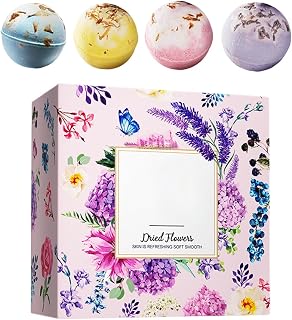4 st naturliga badbollar med torkade blommor för badvård - duschset, för spa-älskare, present till henne, natt, resor, hotell