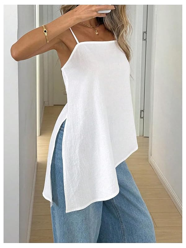 SHENHE Women's Summer Long Camisole Top Asymmetrical Split Hem Cami Tank by SHENHE - Used condition - Image 5