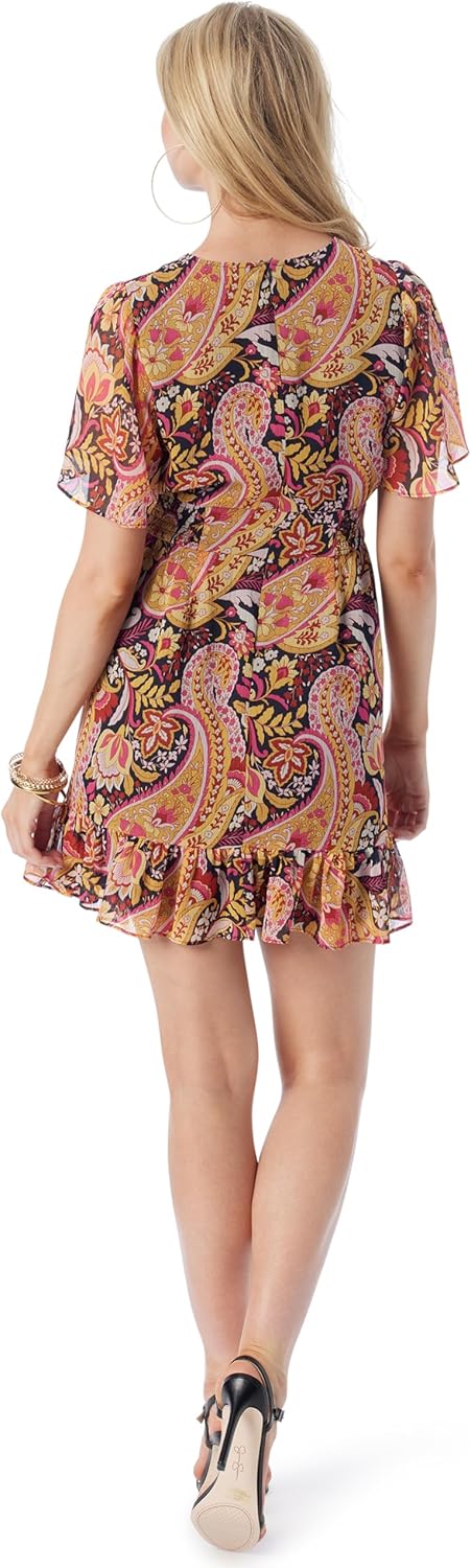 Jessica Simpson Womens Lottie V-Neck Fit & Flare Dress with Zip Up Back Standard - Image 2