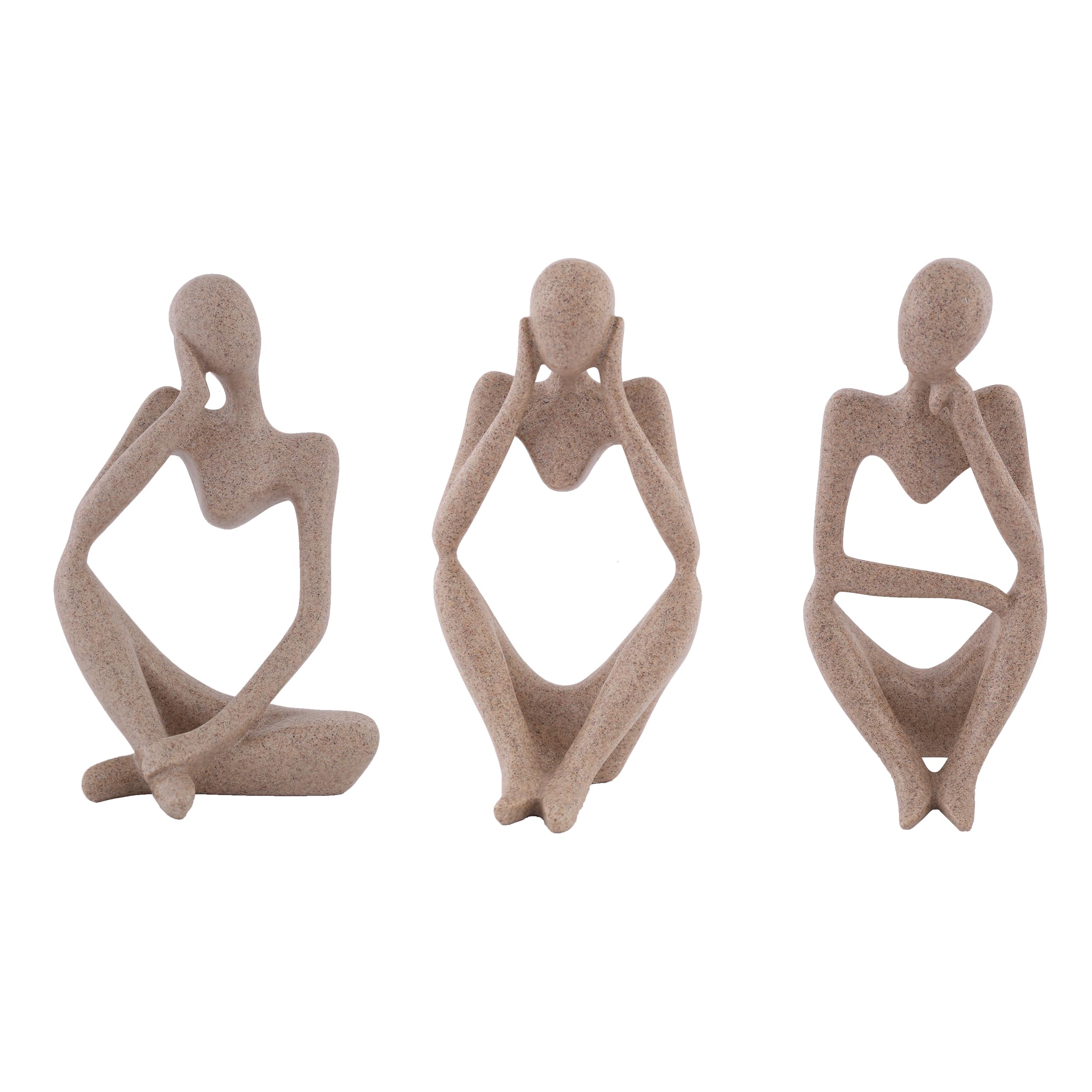 Desklens 3 piece Thinker Statue Modern Home Decor Abstract Art Sculpture Decoration on Desk for Office, Living Room, Bedroom, Tabletop statue