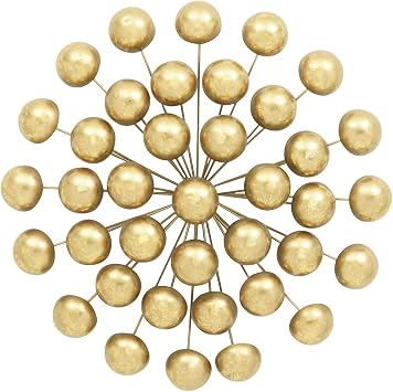 Deco 79 Metal Starburst Home Wall Decor Wall Sculpture with Orb Detailing, Wall Art 24" x 6" x 24", Gold