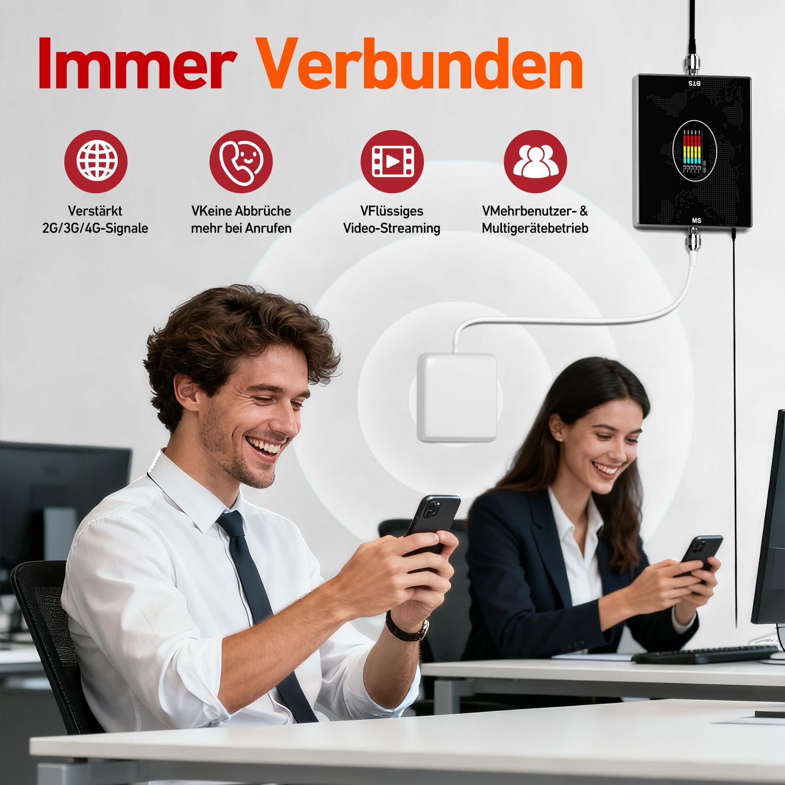 Mobilfunk Verstärker für Zuhause, 5G 4G LTE 3G GSM Signalverstärker für Handy Band 1/3/7/8/20 Mobilfunk Repeater für Alle Deutschen Netzbetreiber Vodafone O2 Telekom T-Mobile 1&1 E-Plus