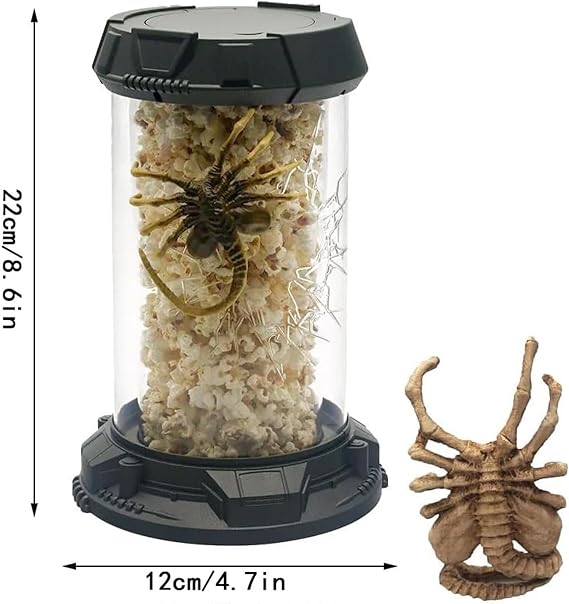 Gothic Facehugger Cool Jar, Scary Alien Xenomorph Popcorn Bucket, Alien Gothic Popcorn Bucket with LED Light, Horrible Alien Xenomorph Home Decor for Desktop Decoration