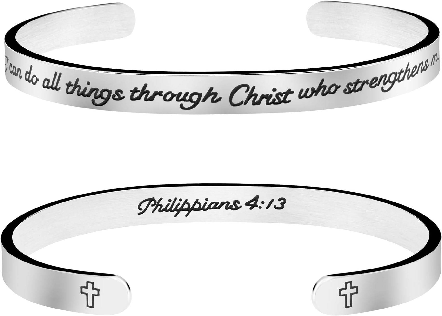 JoycuffInspirational Bracelets for Women Hidden Message Mantra Cuff Bangle Stainless Steel Friend Encouragement Gift