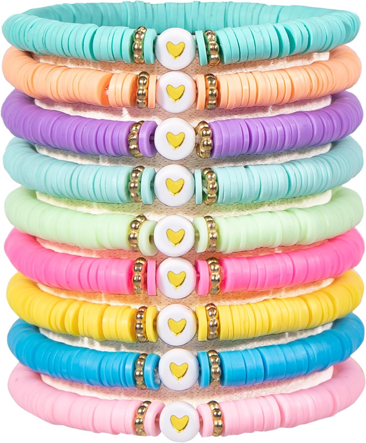 Preppy Bracelets for Teen Girls - Stackable Boho Surfer Friendship Bracelets Set for Little Girls & Women