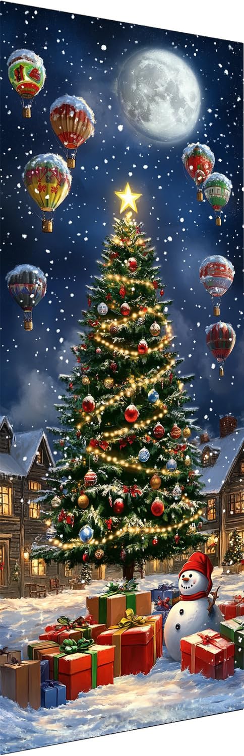 Zariocy 5D Large Diamond Art Kits for Adults Christmas Tree, Diamond Painting Art Snowman Round Full Drill Crystal Diamond Embroidery Paintings Arts Craft for Home Office Wall Decor 31.5x11.81 inch