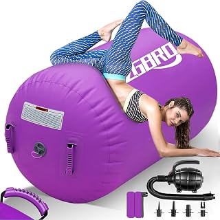 CZGBRO Gymnastics Barrel Air Roller with Pump, Inflatable Tumbling Equipment Air Mat Octagon Mat for Backhandspring Training Cheerleading Home Use