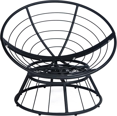 Miniatura 6 de Skypatio Papasan - Silla giratoria de patio con cojín esponjoso, silla de descanso para interiores y exteriores, asiento de balcón para el hogar, 35