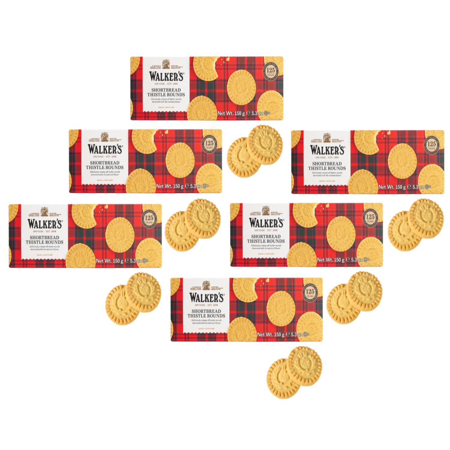 Walkers | Biscotti Rotondi Scozzesi Pasta Frolla Burro e Sale | Biscotti Inglesi Sapore Burro Salato - 6 Astucci