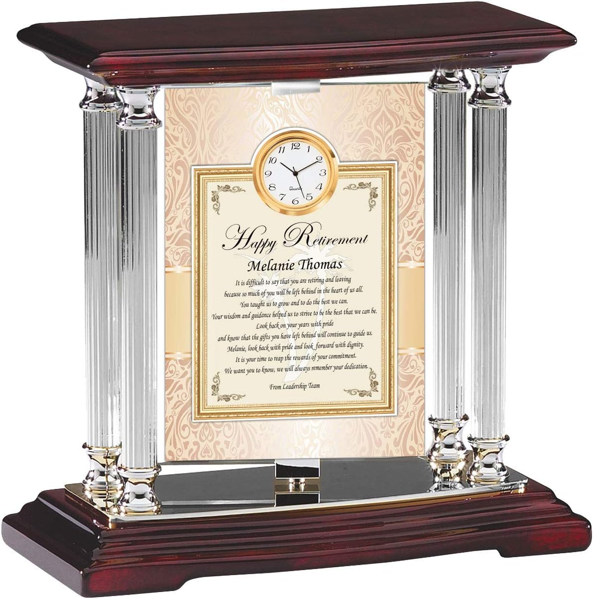 AllGiftFrames Custom Retirement Present Mini Clock Silver Metal Engrave Desk Clock Swivel 360 Degrees Coworker Friend Colleague Personalized Retiree Gift Thoughtful Best Creative