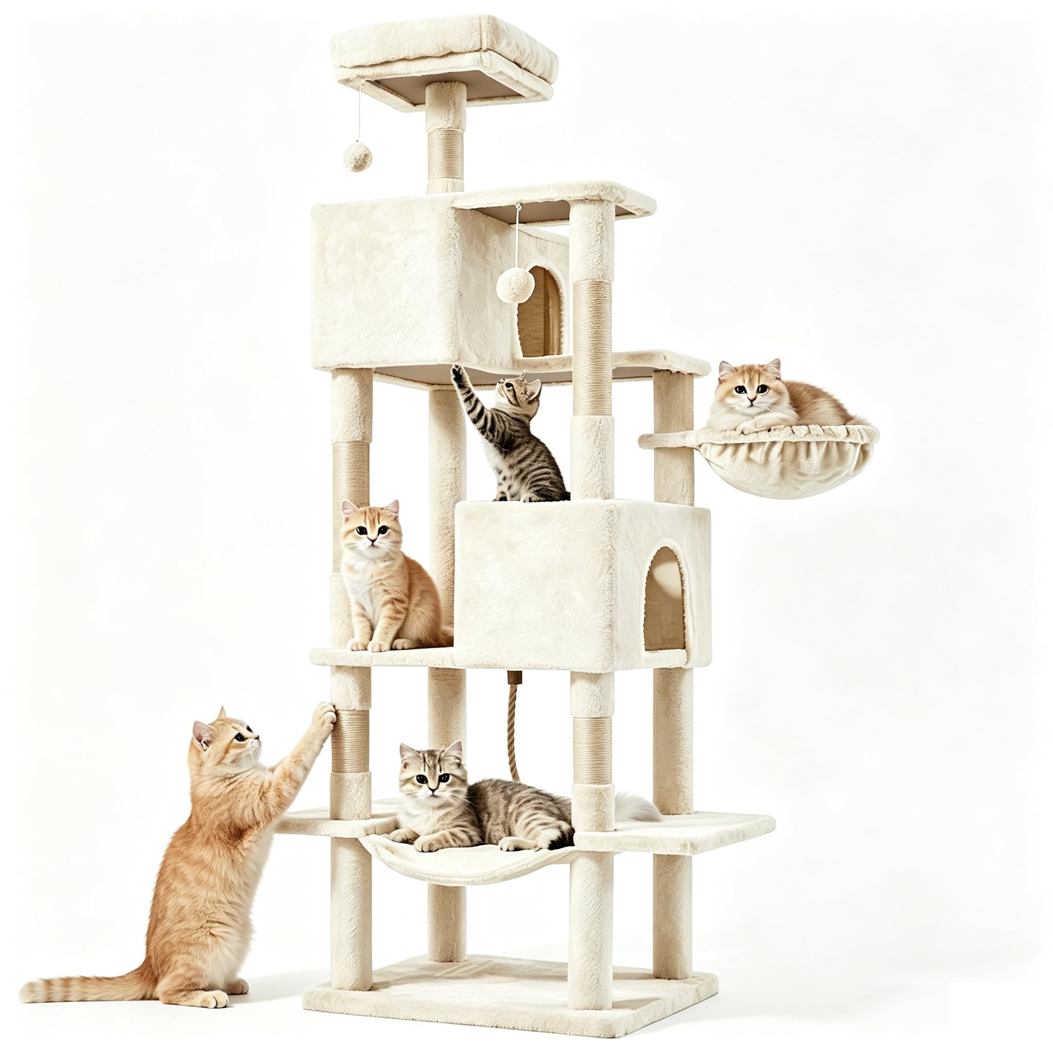 Sweetcrispy 66 Inch Cat Tree Tower for Indoor Cats and Kittens
