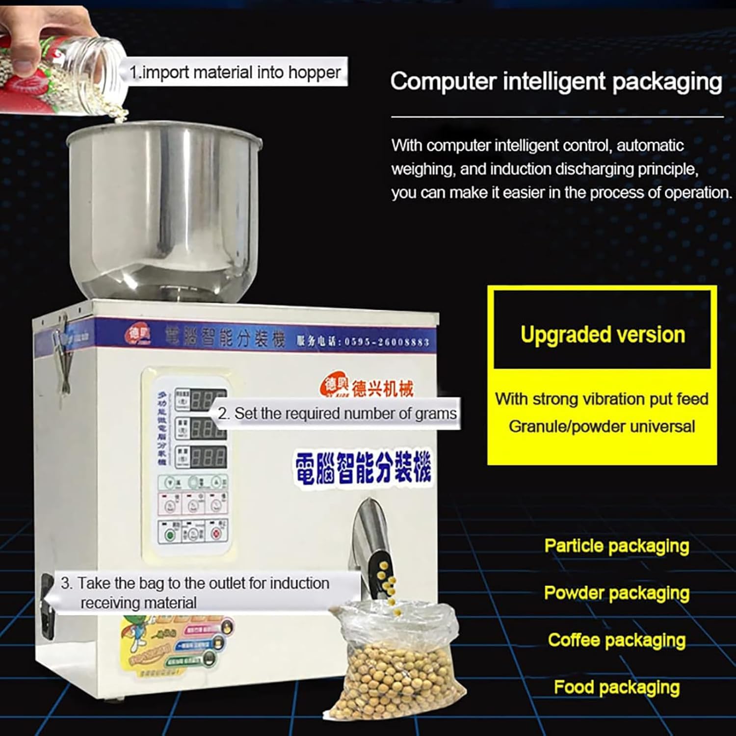 Máquina Llenadora Y Pesadora De Bolsas De Polvo, Envasadora Automática con Panel De Control Inteligente Y Ventana Visual, con Una Velocidad De Dispensado De 12 a 20 Paquetes/min para Té Y Café