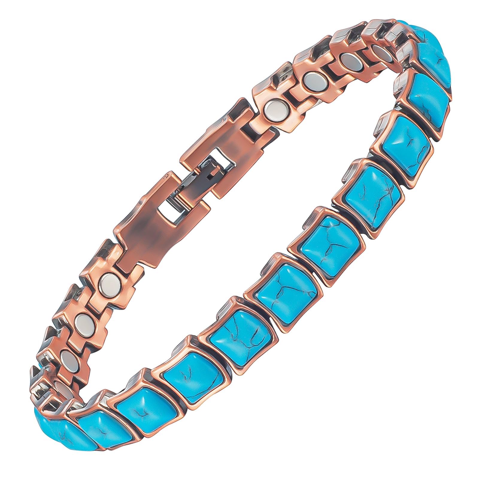 YINOX Bracciale Magnetico In Rame Intrecciato – Uomo E Donna – Fatto A Mano Con 6 Magneti, Infrarossi E Tormalina - 4