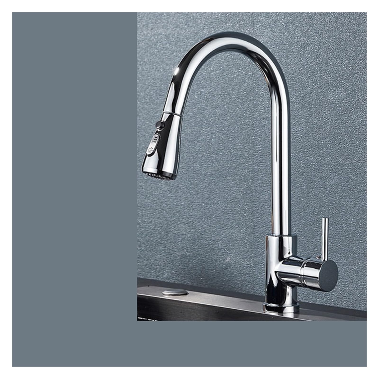 Robinet d'évier de cuisine extractible en acier inoxydable 304 noir brossé