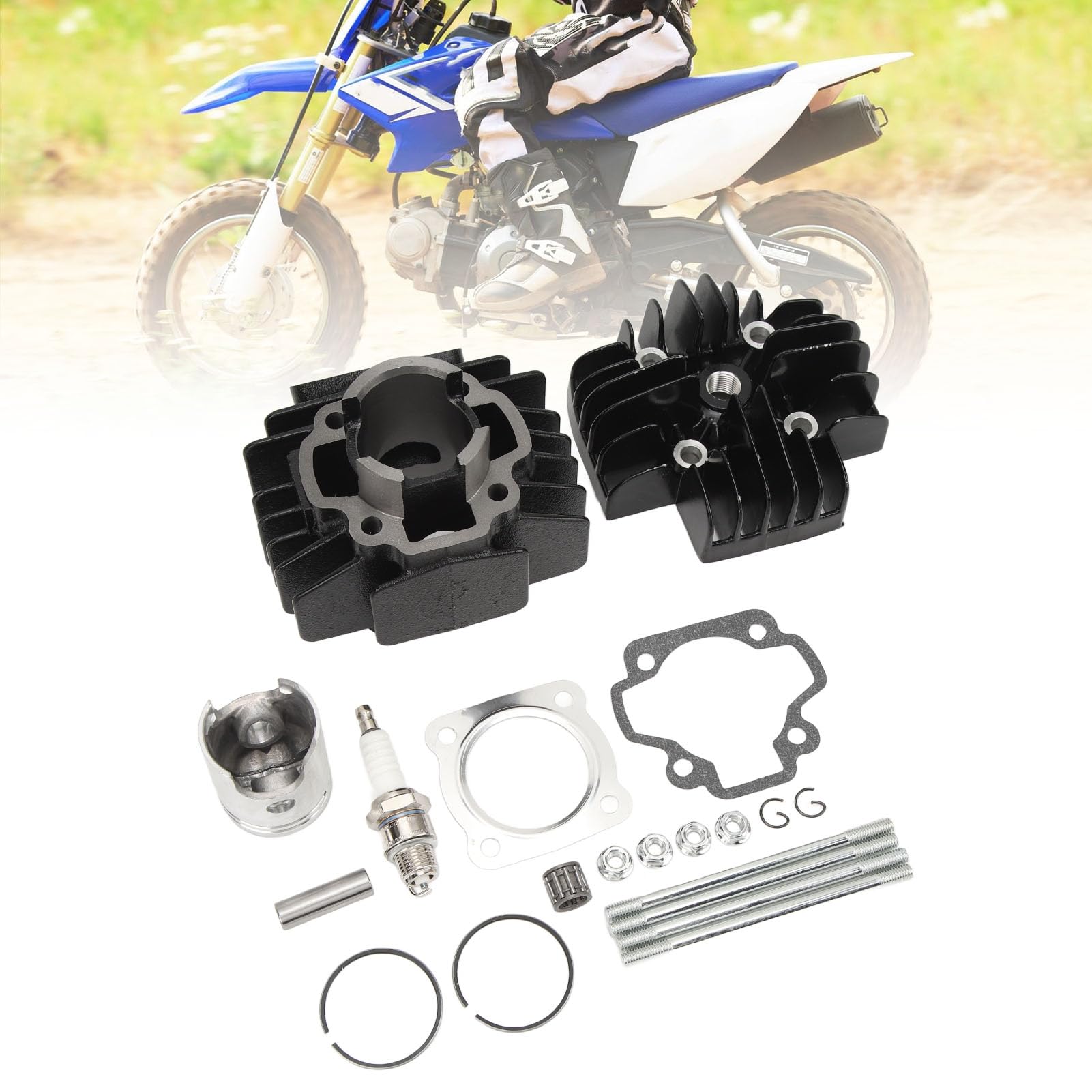 DAN&DRE Kit Guarnizione Testata Pistone Cilindro Calibro 4J2 11111 00 00 con Candela per PW50 QT50 40mm