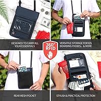Vista 7 de Cartera con bloqueo RFID para pasaporte con bolsa de almacenamiento para el cuello para tarjeta de identificación de crédito de seguridad de viaje