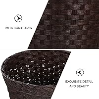 Vista 3 de Cesta de basura para dormitorio, baño, cesta de lavandería, cesta de papel para desechos domésticos, cesta de almacenamiento tejida, cesta