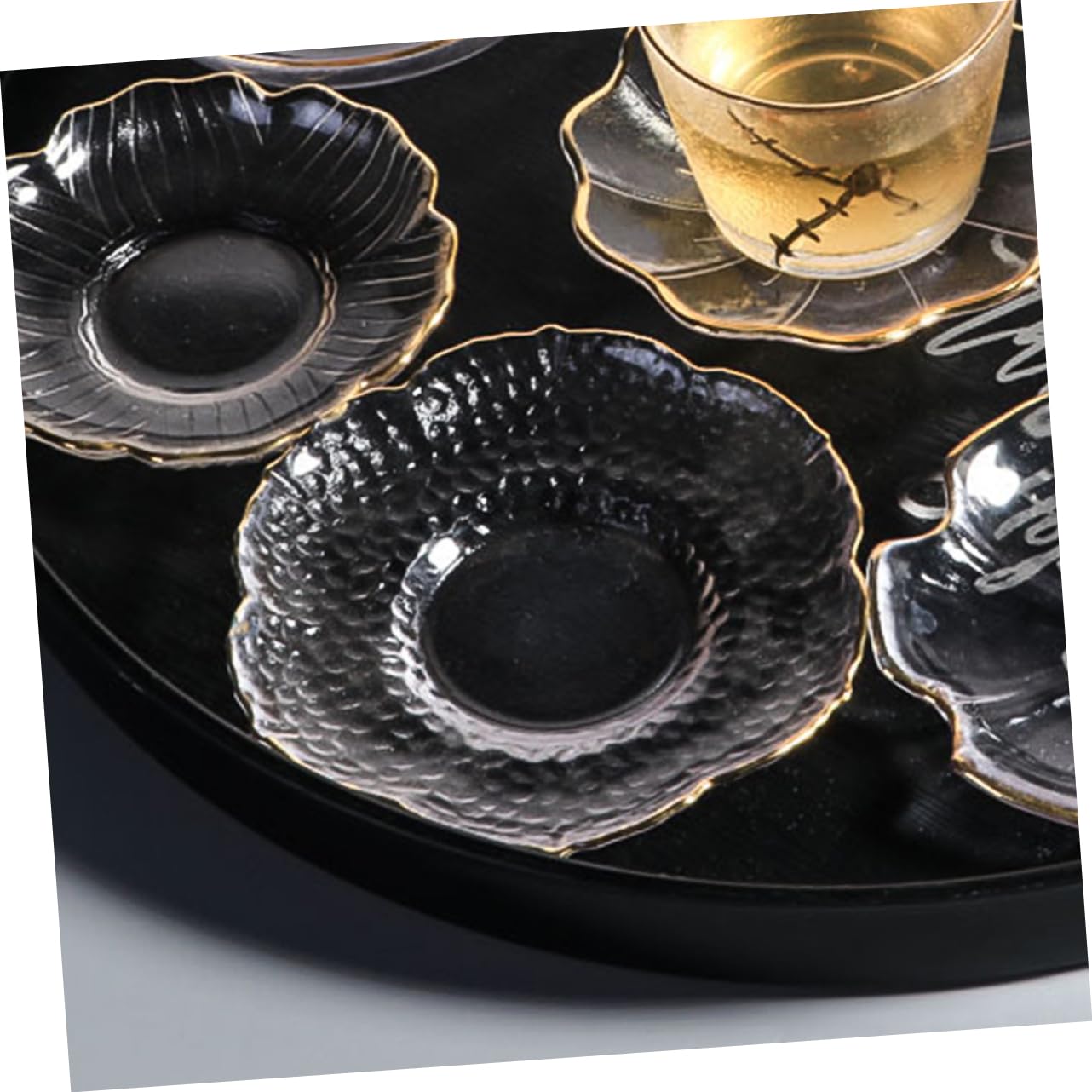 4 Stück Glasuntersetzer aus Glas im Japanischen Stil | Blumenform, für Tee im Restaurant der Bar, Rutschhemmend und Praktisch im Einsatz