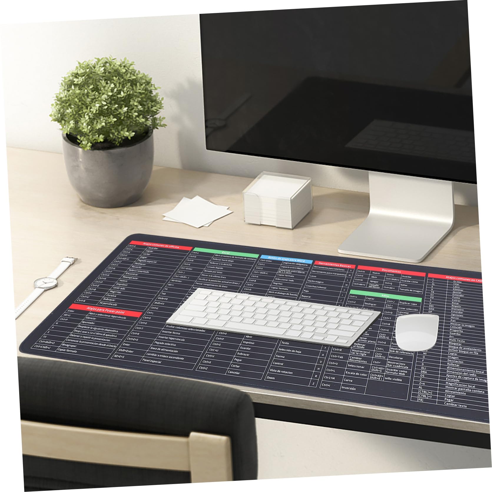 DOITOOL Tappetino per Mouse Scorciatoie da Ufficio Antiscivolo in Gomma e Tessuto, Tappetino per Tastiera e Mouse Spesso 300x800x3mm, per Ufficio e Gaming
