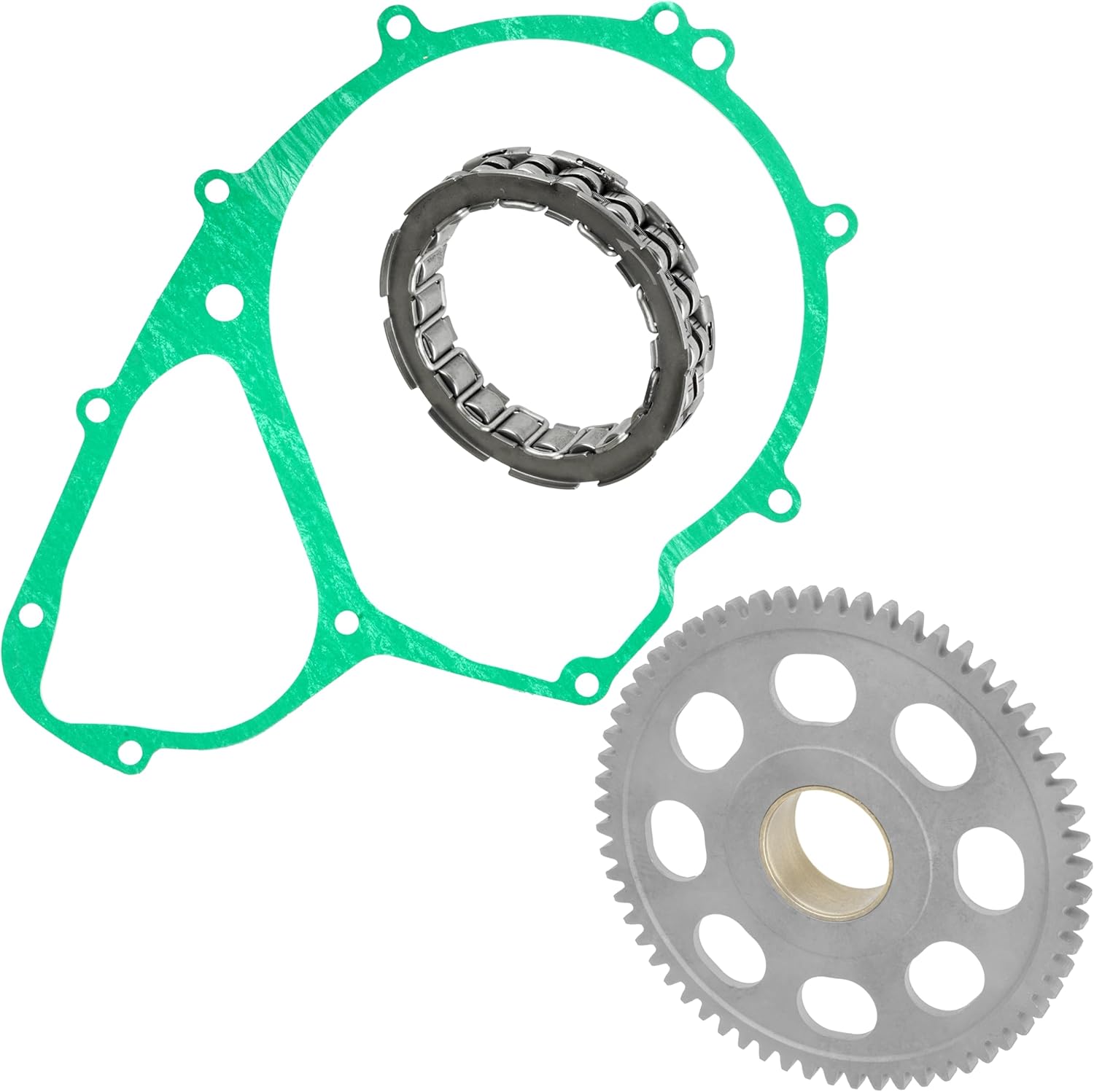 Caltric Starter Clutch Sprag and Gear Idler 61T with Gasket compatible with Can-Am DS650 2000-2007