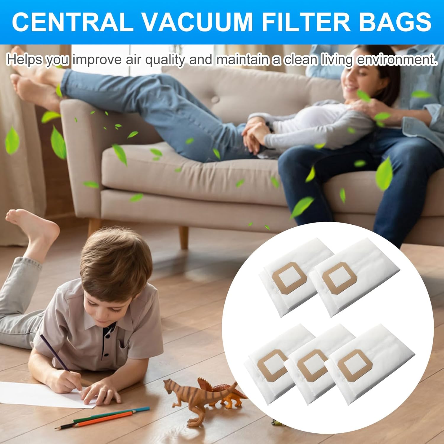 5 PACK Central Vacuum Filter Bags Fit for Vacuflo Maxum 5 7 9 DB5000 DB7000 DB8000 and DB9000 Central Vacuum 9520 Disposable Cloth Bags Replacement for Vacuflo Maxum Vacuum Systems