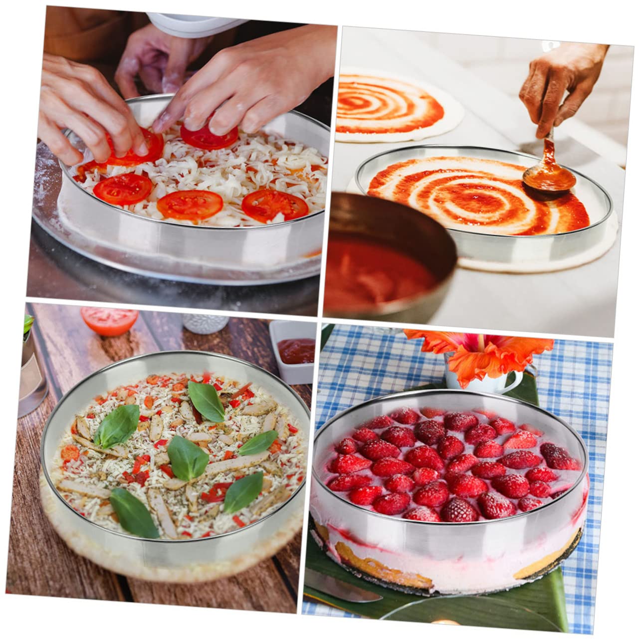 BESTonZON 5pièces Anneau Inoxydable pour Pâtisserie pour Pizza Et Gâteaux Accessoire Pratique De Cuisine pour Cerclage De Desserts