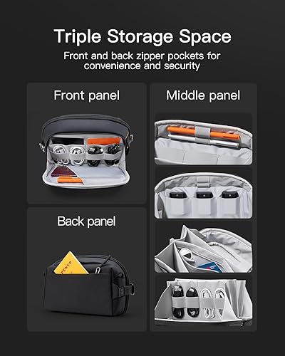 Miniatura 3 de Inateck New Electronics Organizer Estuche de viaje, abierto 180, resistente al agua, organizador de cables de viaje de gran capacidad, bolsa de