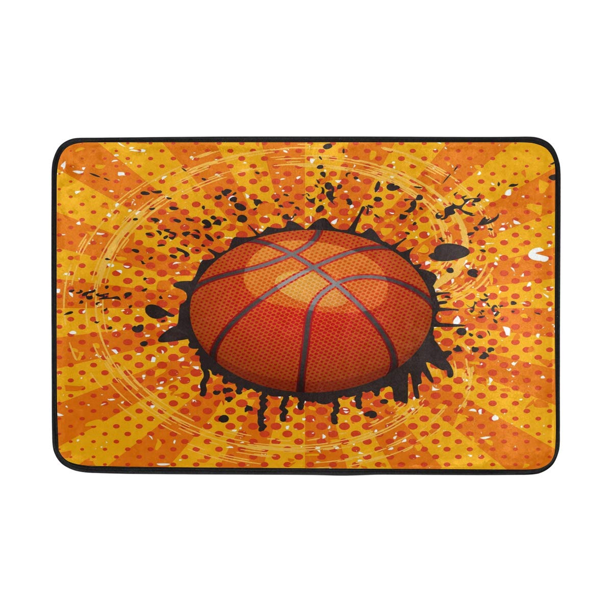 AUUXVA BIGJOKE Sport Ball Basketball Doormat Indoor Outdoor Entrance Rug 60 x 40 cm Absorbent Machine Washable Floor Mats Non-Slip Door Mat for Kitchen Bathroom Bedroom Home Decor
