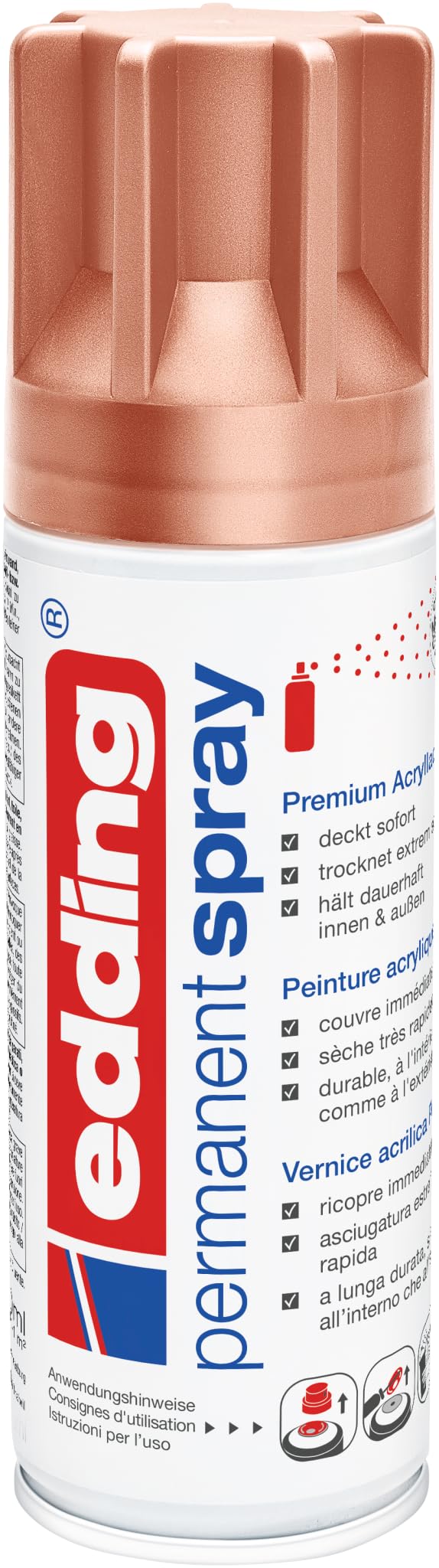 edding 5200 Permanent Spray - 200 ml - Acryllack zum Lackieren und Dekorieren von Glas, Metall, Holz, Keramik, Kunststoff, Leinwand - Lackspray, Acrylspray, Farbspray (Metallic Set 5er Pack)