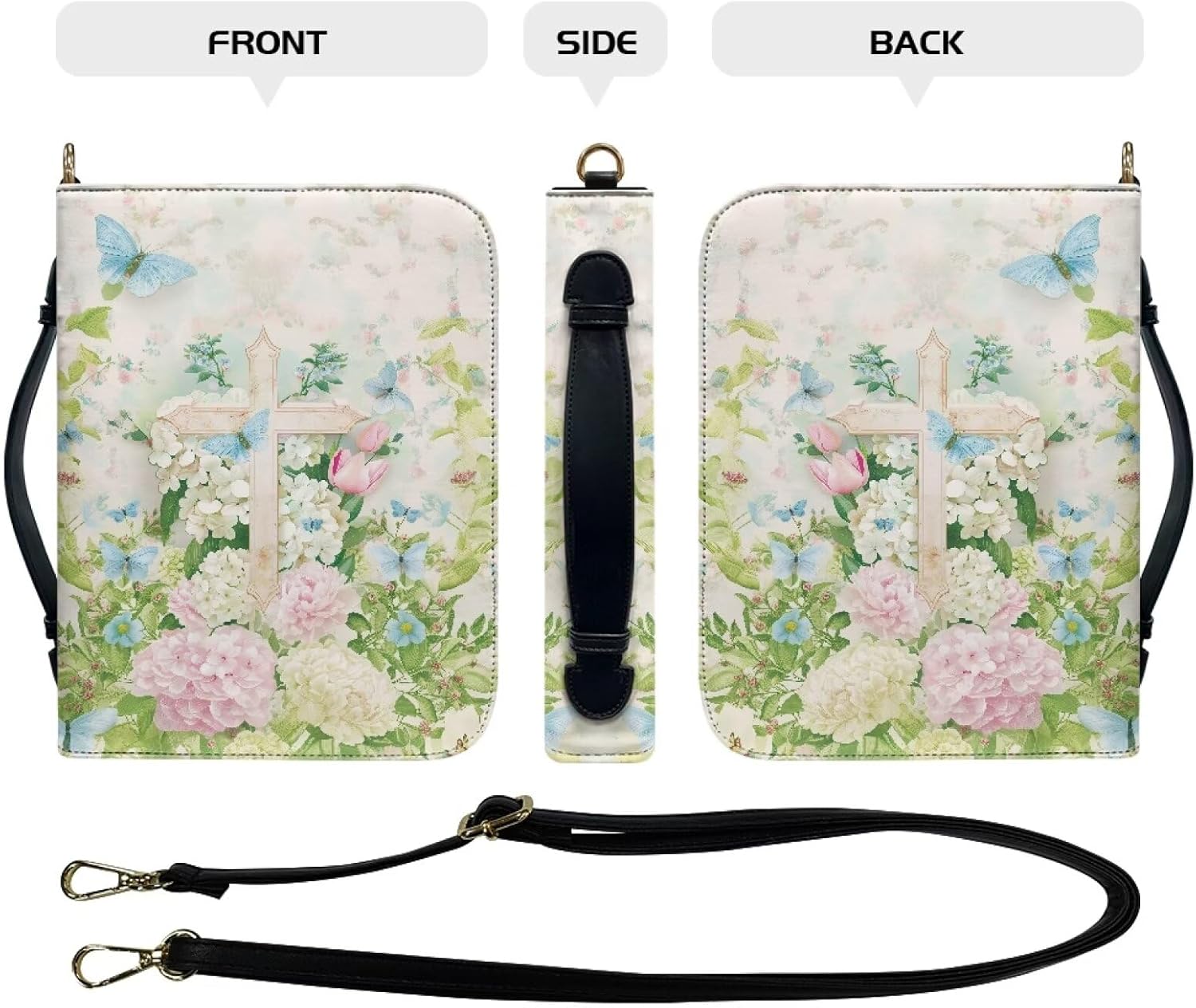 Bible Cover for Women Men Waterproof Crossbody Bag with Handle Tote Bag for Pens, Highlighters M-2XL